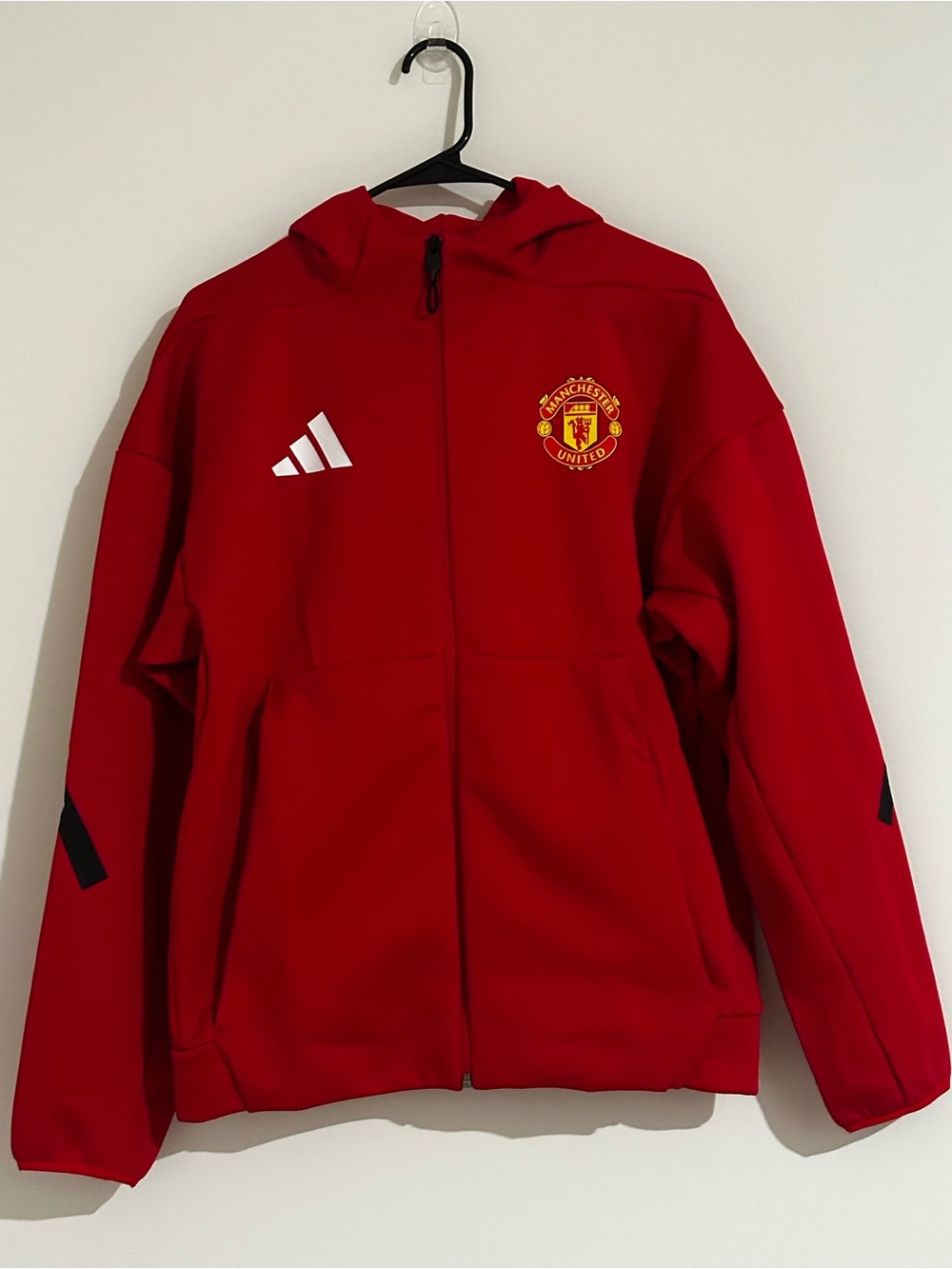 adidas men Red Hooded Full-Zip Puffer Jacket